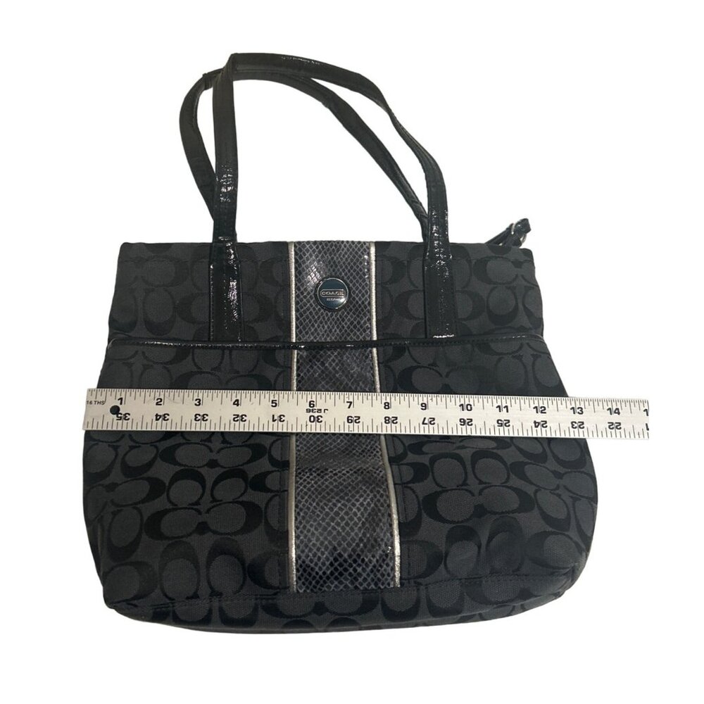 Coach Signature Black Python Stripe Tote Shoulder… - image 5